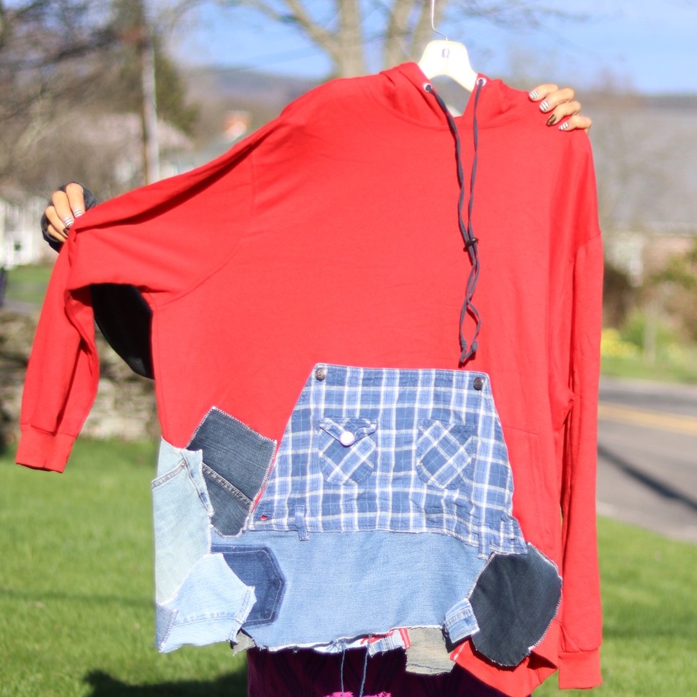 Denim Patchworked Hoodie